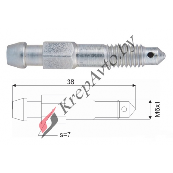 Штуцер прокачки тормозов M6X1.0, L=38MM, S=7  Audi,VW,Subaru