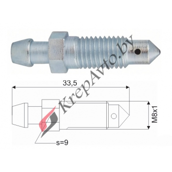 Штуцер прокачки тормозов  M8X1.0, L=33.5MM, S=9 Ford, Mazda