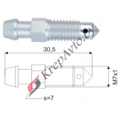 Штуцер прокачки тормозов M7X1.0, L=30.5MM, S=7 Alfa Romeo,Audi,VW,BMW,Citroen,Ford,Mazda,Peugeot,Renault