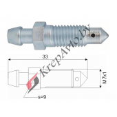 Штуцер прокачки тормозов M7X1.0, L=33MM, S=9   Mercedes,Mitsubishi,Saab,Toyota