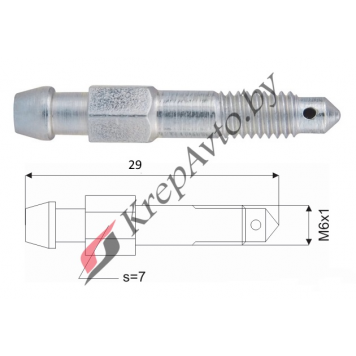 Штуцер прокачки тормозов  M6X1.0, L=29MM, S=7 AUDI,VW,BMW,SAAB
