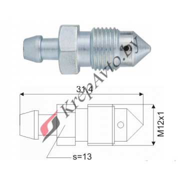 Штуцер прокачки тормозов  M12X1.0, L=31.4MM, S=13 Ford