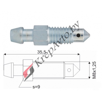 Штуцер прокачки тормозов   M8X1.25, L=35.5MM, S=9MERCEDES BENZ,OPEL,SAAB,SKODA,VOLVO